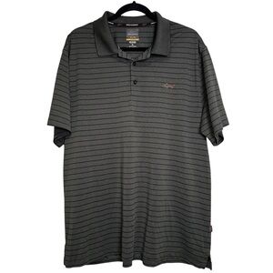 Greg Norman for Tasso Elba Men’s XL Charcoal Gray & Black Striped Golf Polo